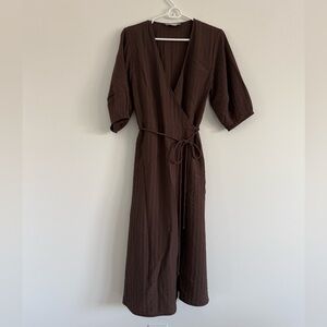 Everlane Brown Wrap Dress